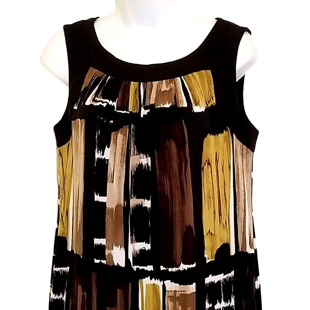 Connected Apparel Dress Size 6 Sleeveless Shift Knee Length Y2k Black Print